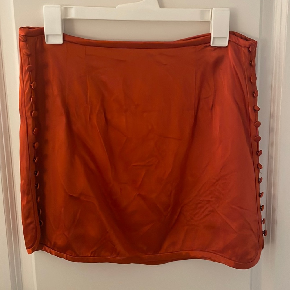 Zara burnt orange mini skirt, satin finish
